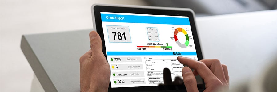 Article teaser image. Image of a person reviewing finances on a tablet.